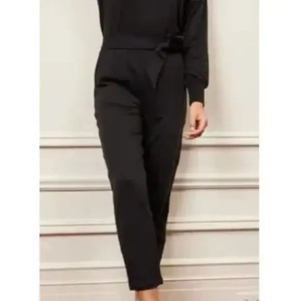 SUMMERSALT Pants Womens Small Black Pull On Softest French Terry Tie-Waist Pants
